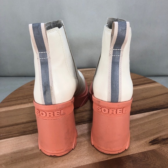 Sorel Brex Boot Chelsea White Peach Pink Chunky Lug NL4350-120 Womens Size 8.5 - Picture 4 of 7